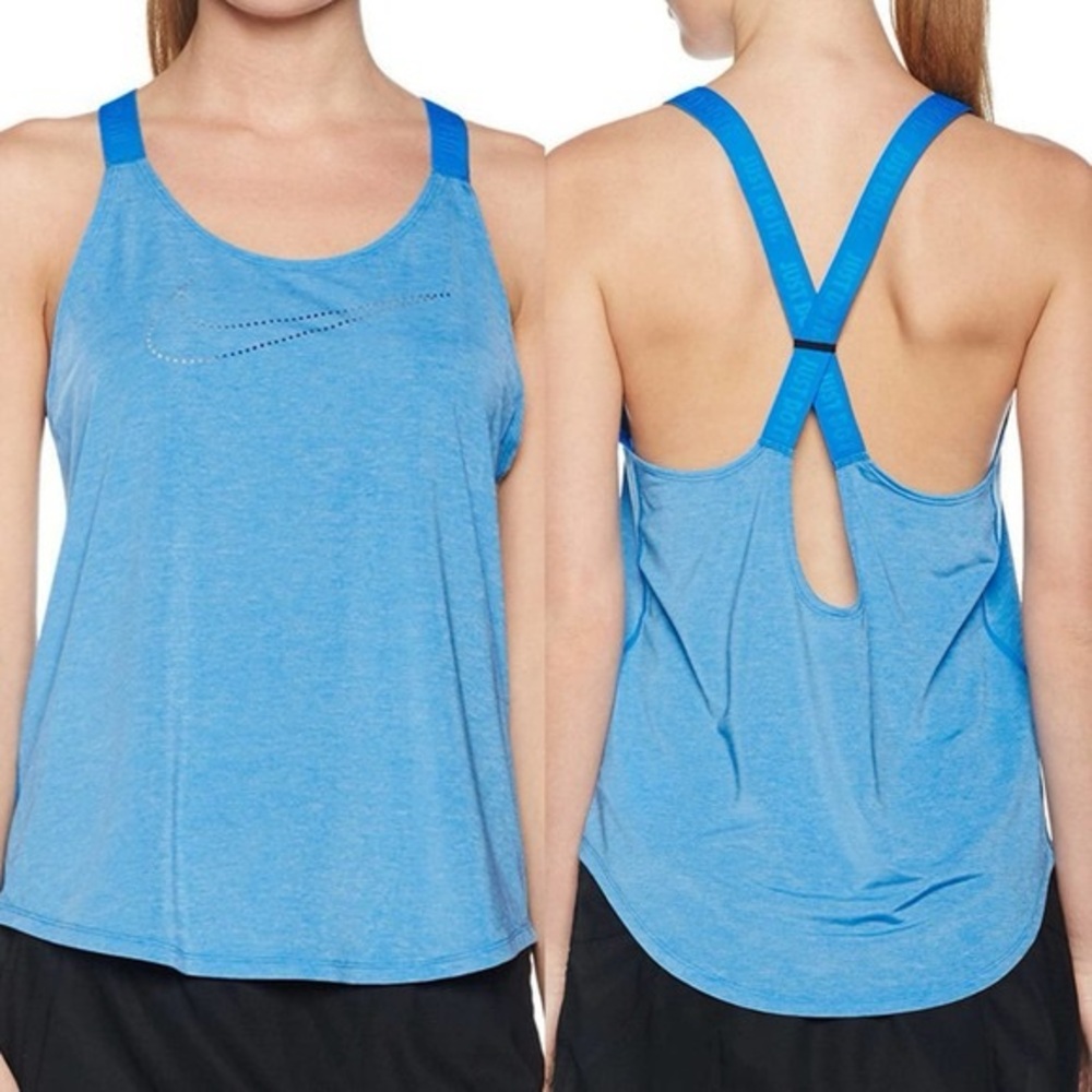 Nike Blue Elastika Keyhole Tank Top Size Large